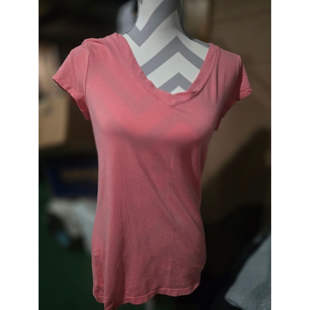 H&M Coral Pink V-Neck Short Sleeve Tee